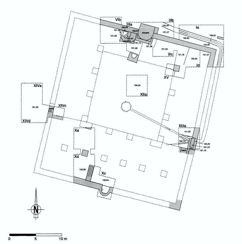 The floor plan of the mosque, during the earliest times.
