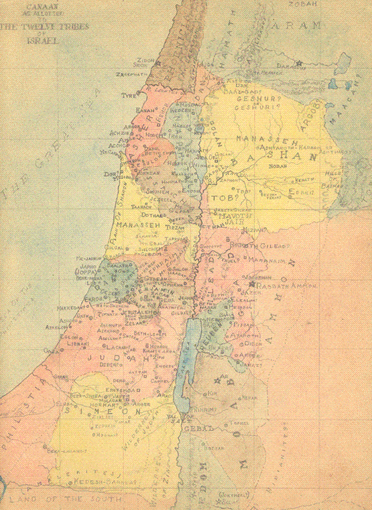 Land Allotted to the 12 Tribes 	  Copyright 1927, 2003  Map: Land Allotted to the 12 Tribes of Israel