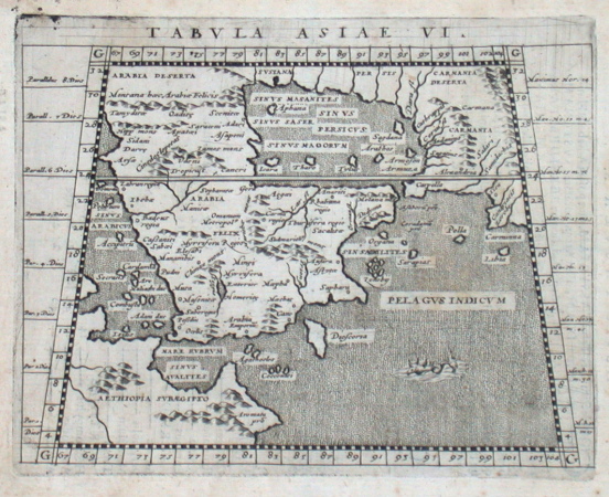 A 25 x 46 copper-plate engraving from 1478 fashioned after Geography by Claudius Ptolemaeus