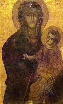 5th century painting of Mary and child