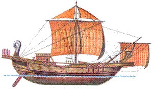 A square rigged Roman trade ship