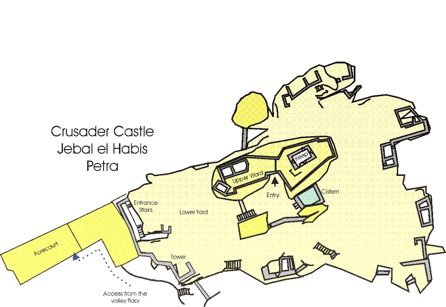 A map of the Jebal Habis Cursader Castle.