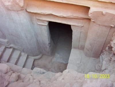 A doorway leading into what appears to be a tomb.
