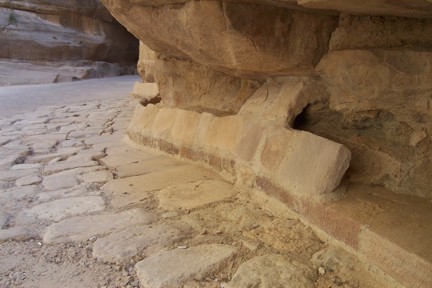 Along the right hand side of the siq, clay water pipes brought water into the city.