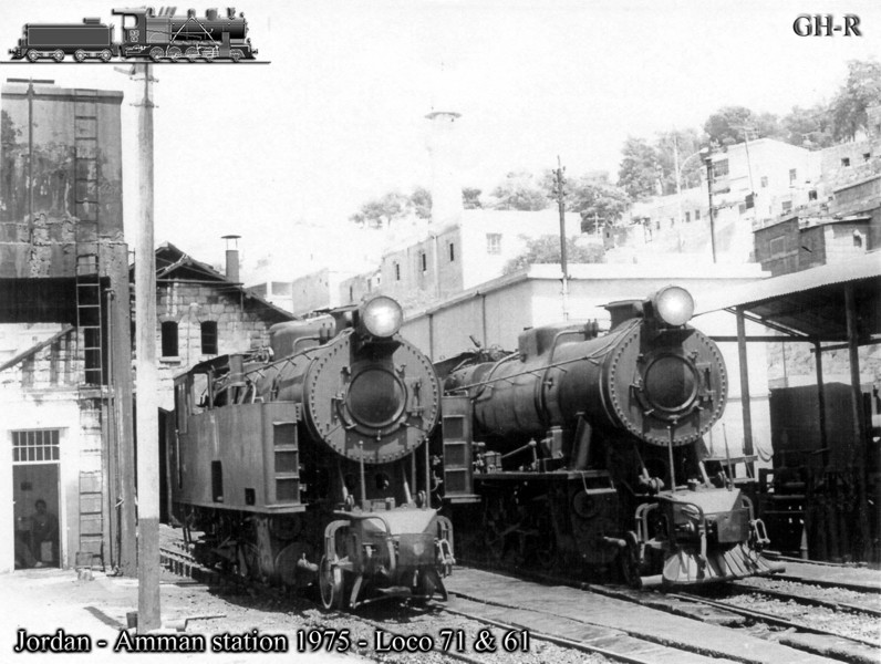 Steam locomotives 71 and 61 at the Amman Shed in 1975